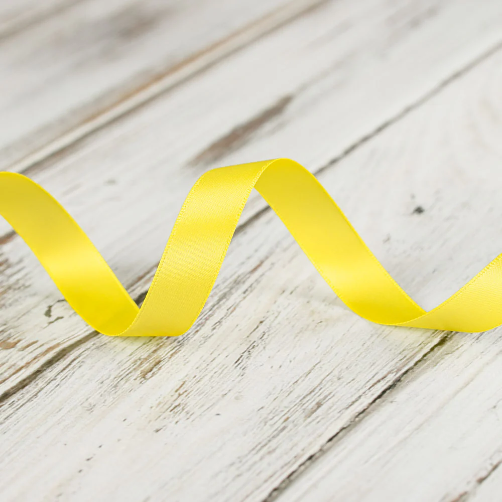 16mm Double Faced Satin Ribbon - Lemon