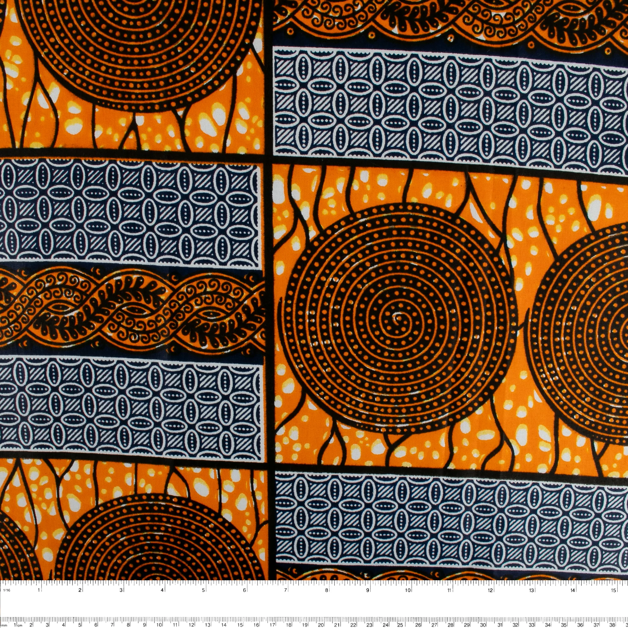 African Print - Cercles / Rectangles - Tangerine - Image 3