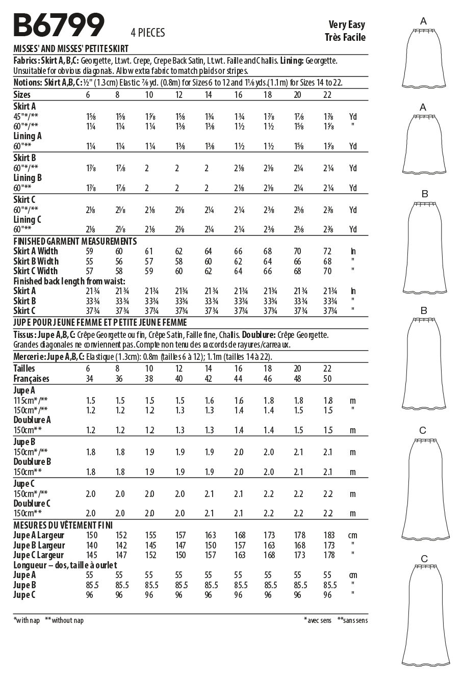 B6799 Misses' & Misses' Petite Bias A-Line Skirt (Size: 14-16-18-20-22) - Image 2