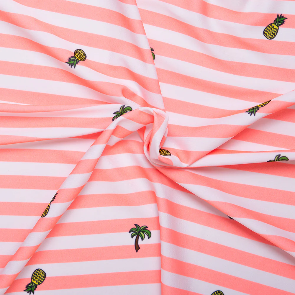 Bathing Suit Print - Pineapple / Stripe - Coral - Image 2