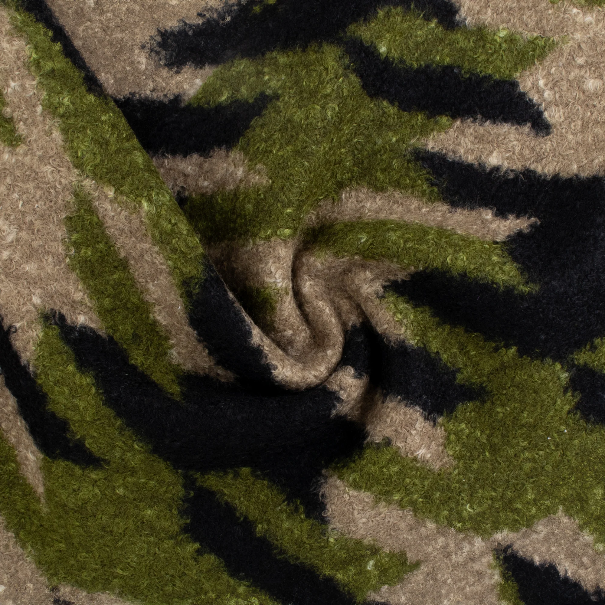 Bouclé Plaid Coating - CURLY - 004 - Moss - Image 2