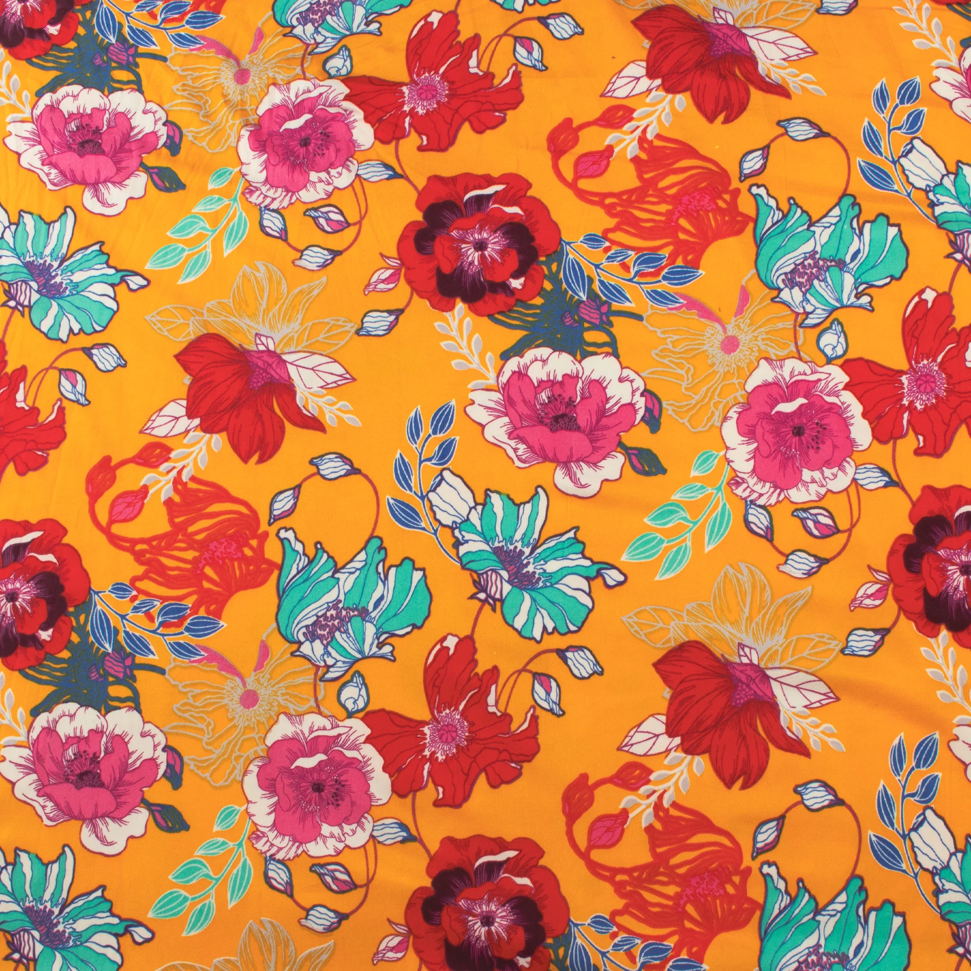 Brushed Knit Print - DAHLIA - 007 - Orange