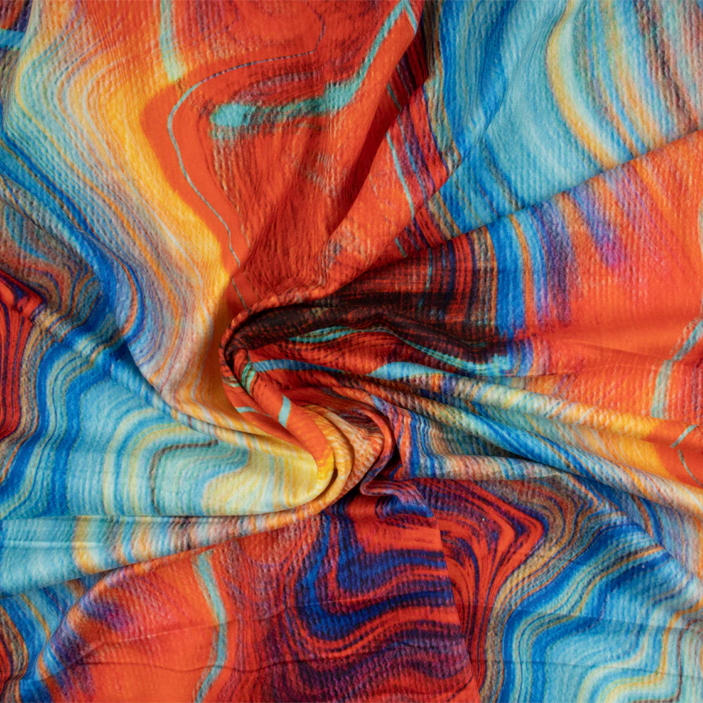 Brushed Printed Knit - DIGITAL - Abstract - Red / Blue - Image 2