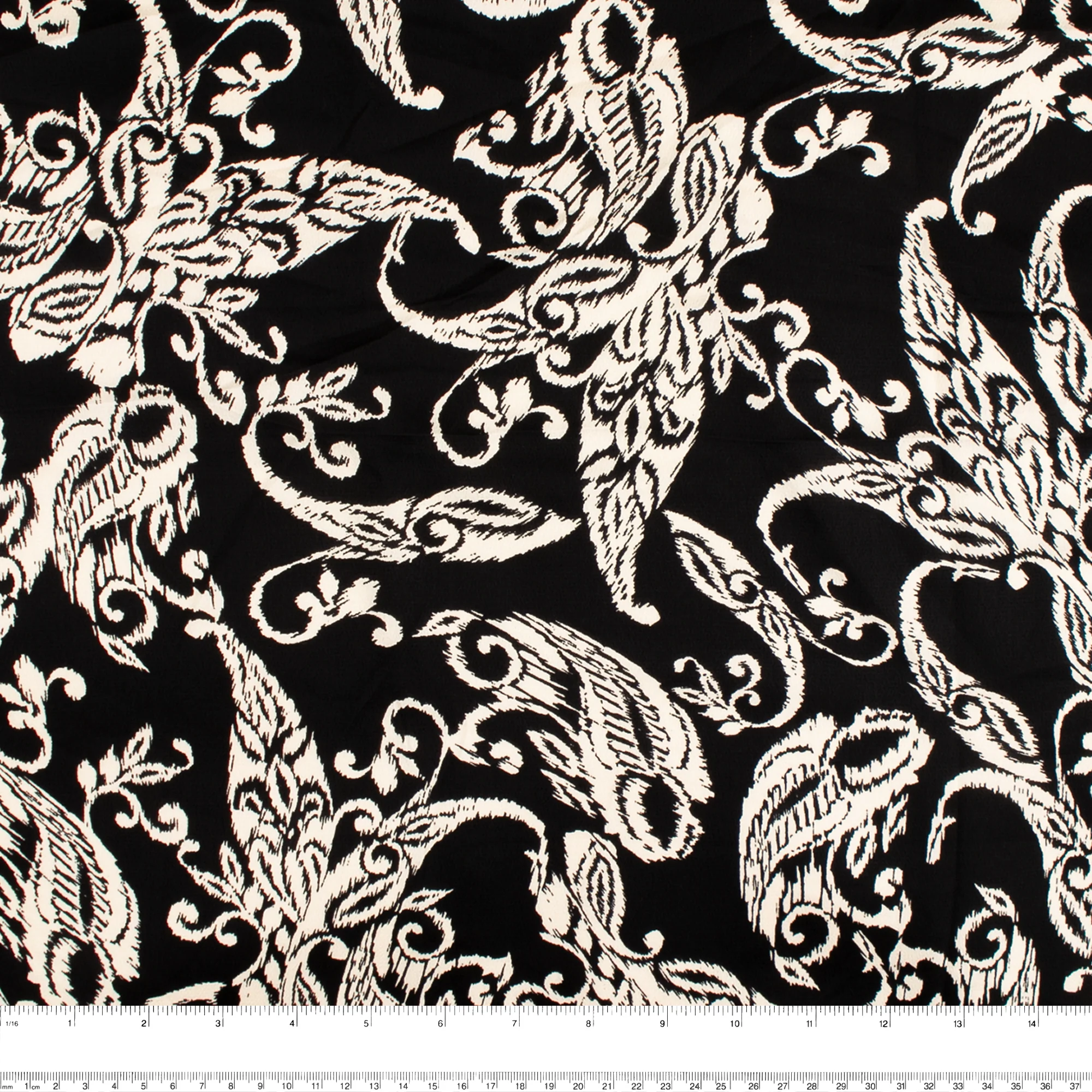BUBBLE SHINE Printed Polyester - Leafs - Black - Image 3