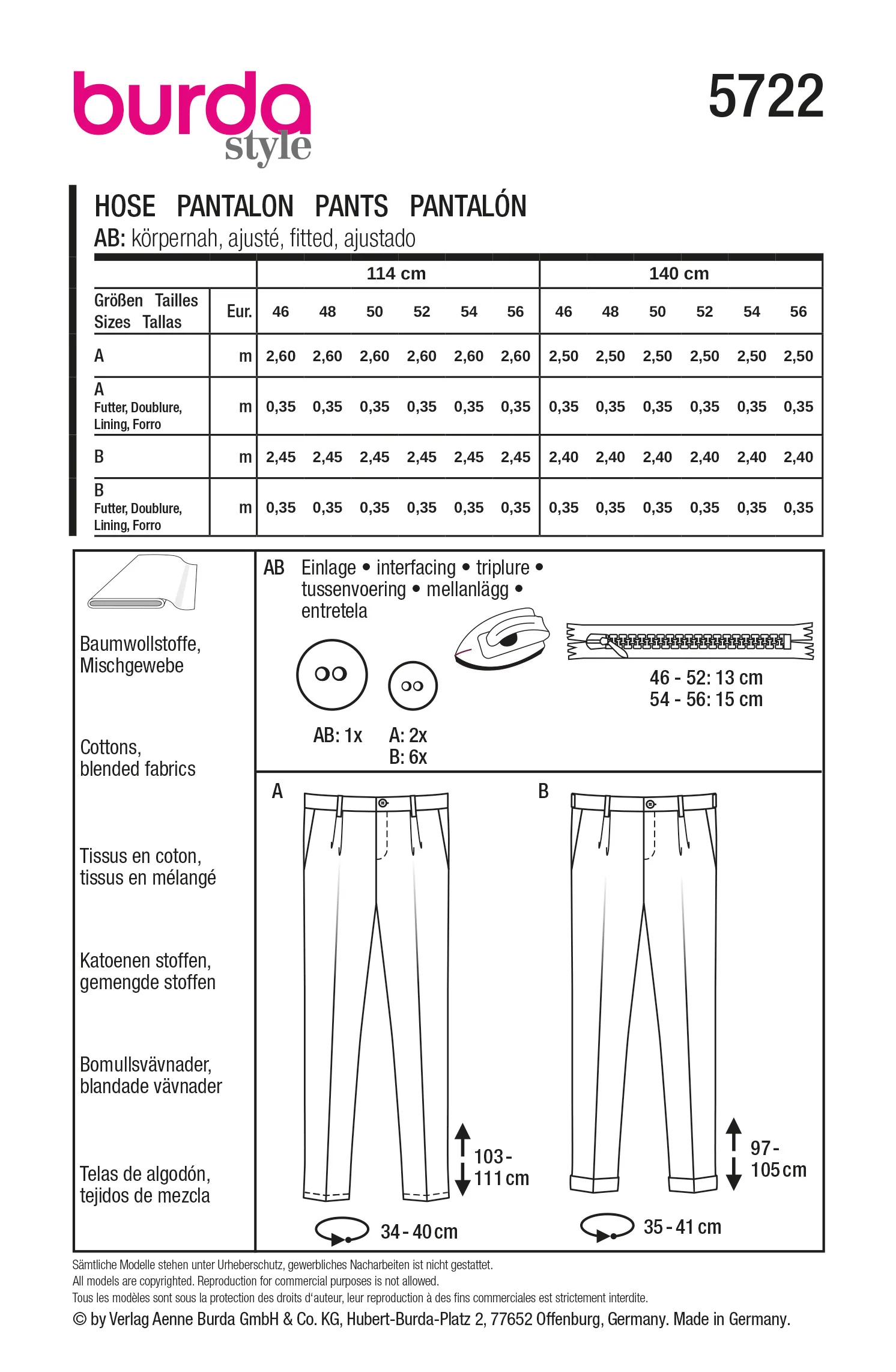 Burda 5722 - Trousers - Image 2