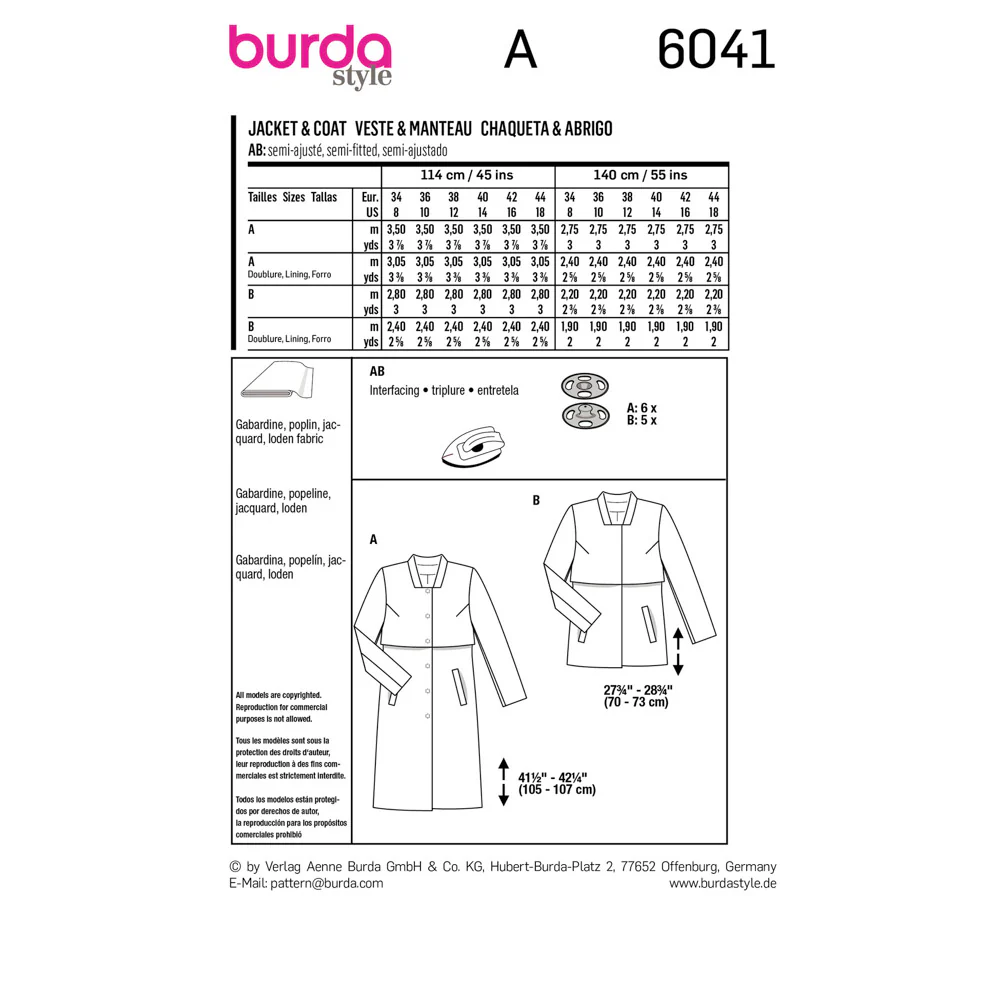 BURDA - 6041 Coat / Jacket - Image 2