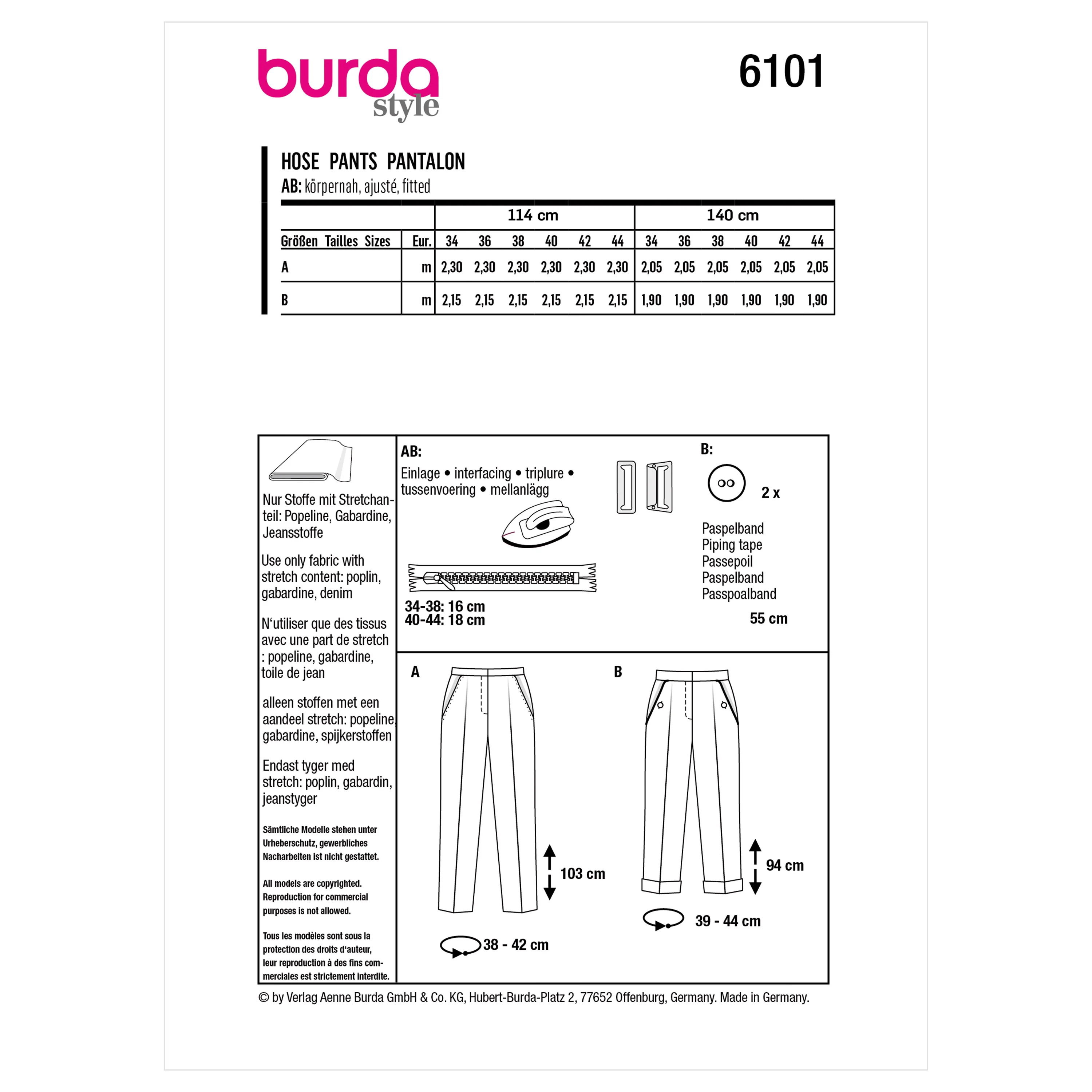 BURDA - 6101 Trousers/Pants - Image 3