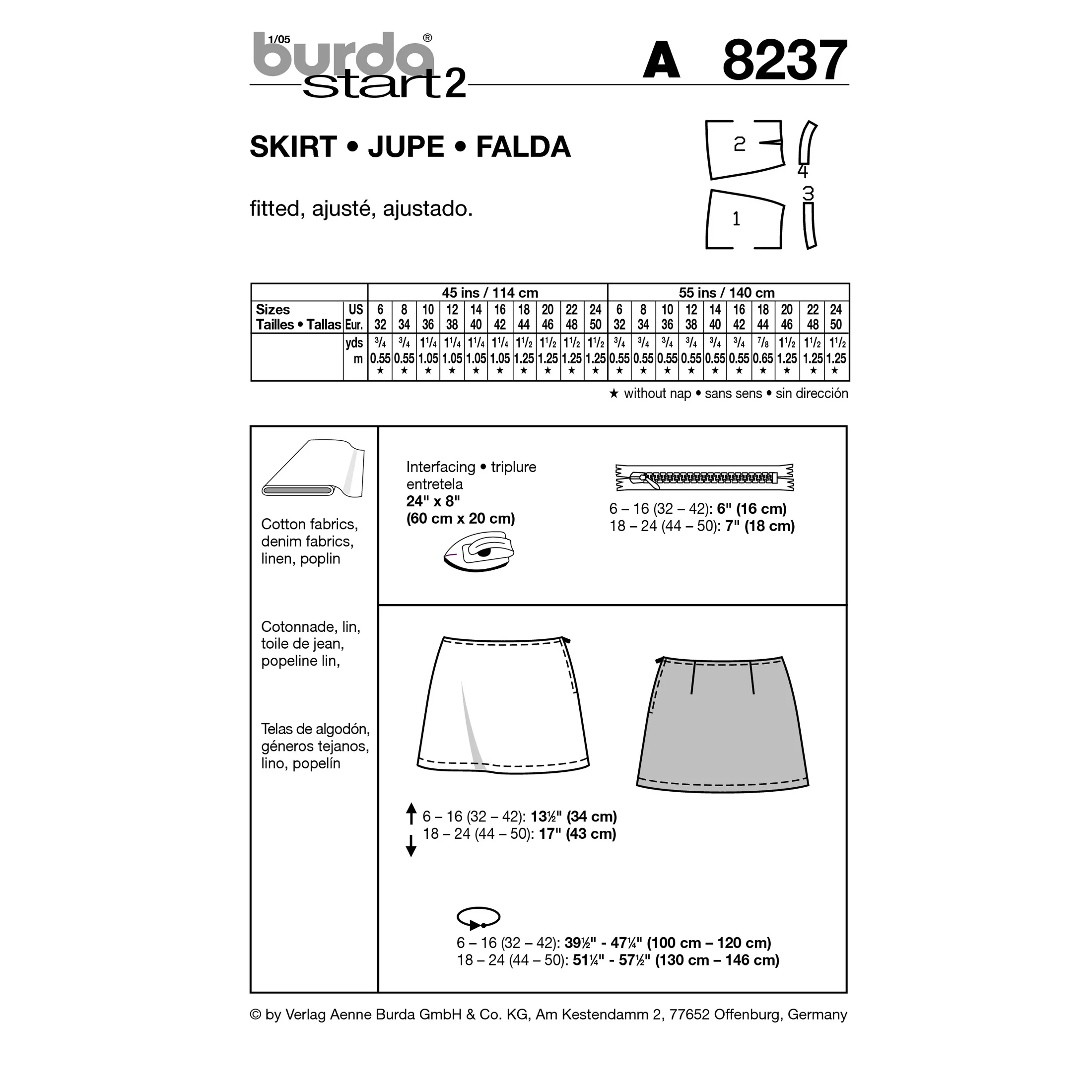 BURDA - 8237 Ladies Skirt-Young - Image 2