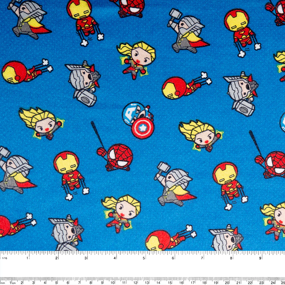 CAMELOT Licensed Bamboo flannelette - Kawaii Avengers - Blue - Image 3