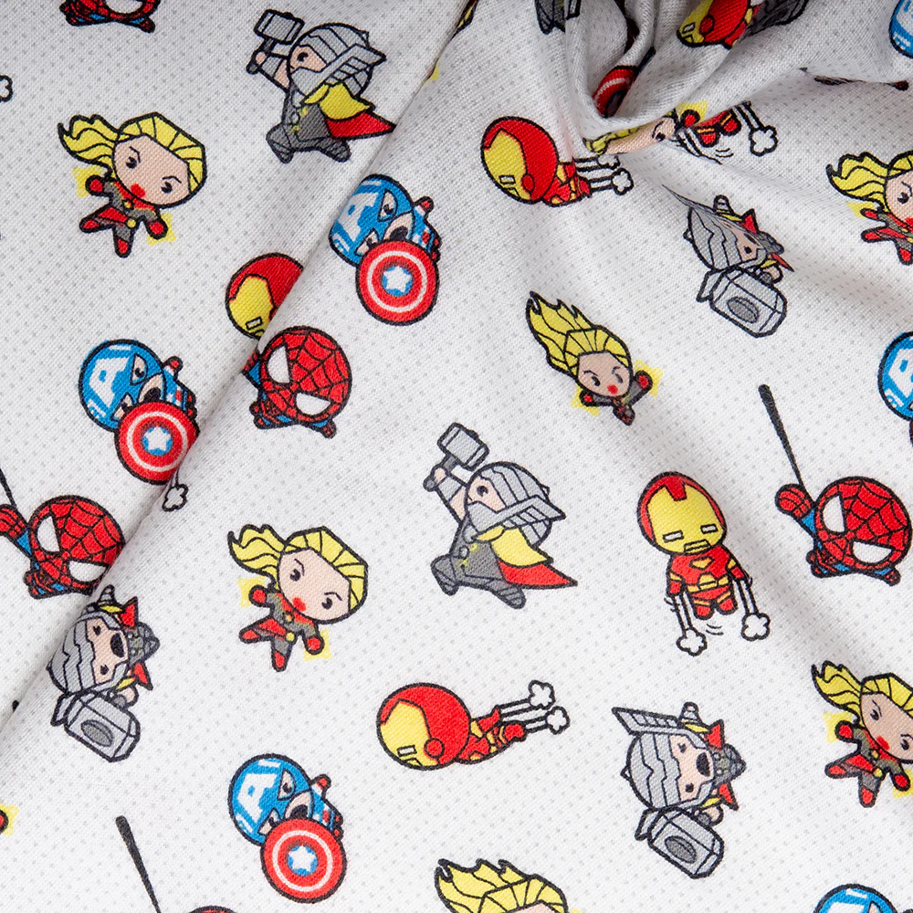 CAMELOT Licensed Bamboo flannelette - Kawaii Avengers - White - Image 2