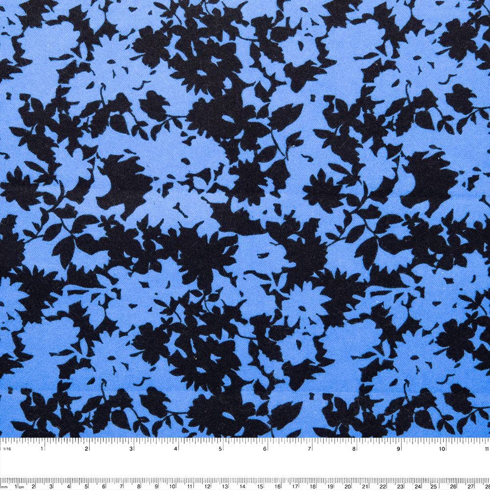 CHARLIE Printed Flannelette - Flower silhouette - Perriwinkle - Image 2
