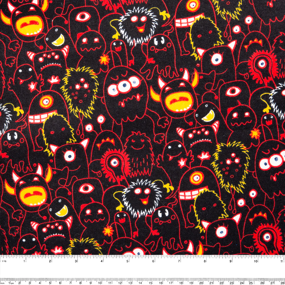 CHARLIE Printed Flannelette -  LIL'MONSTERS - Black - Image 2