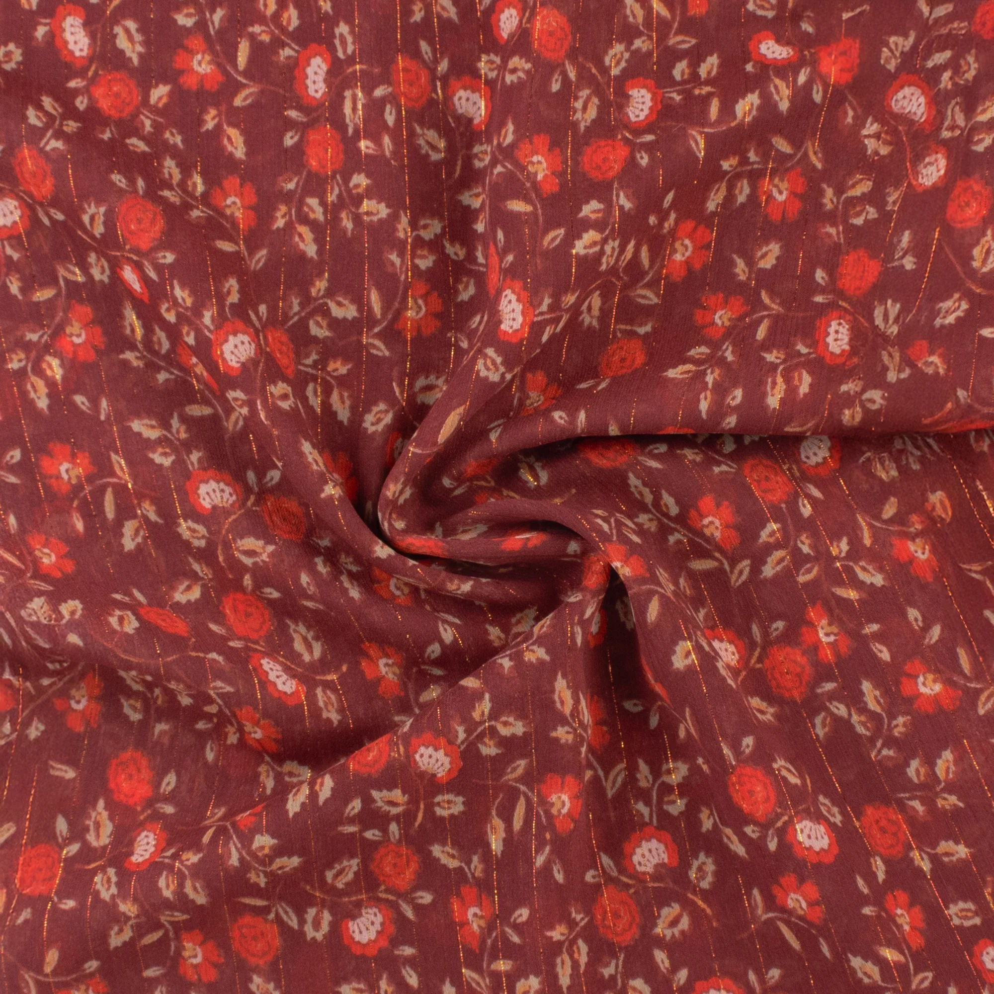Chiffon with Metallic Print - CANNES - 005 - Calico - Deep Wine - Image 2