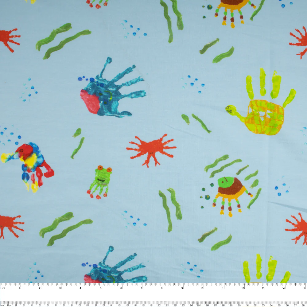 Cotton Lycra Knit Print - IMA-GINE F21 - Finger print - Sky blue - Image 3