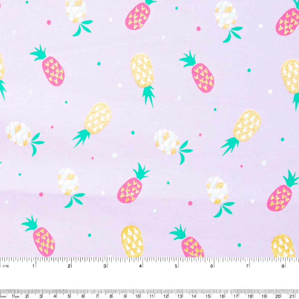 Cotton Lycra Knit Print - IMA-GINE F21 - Pineapple - Lilac - Image 3
