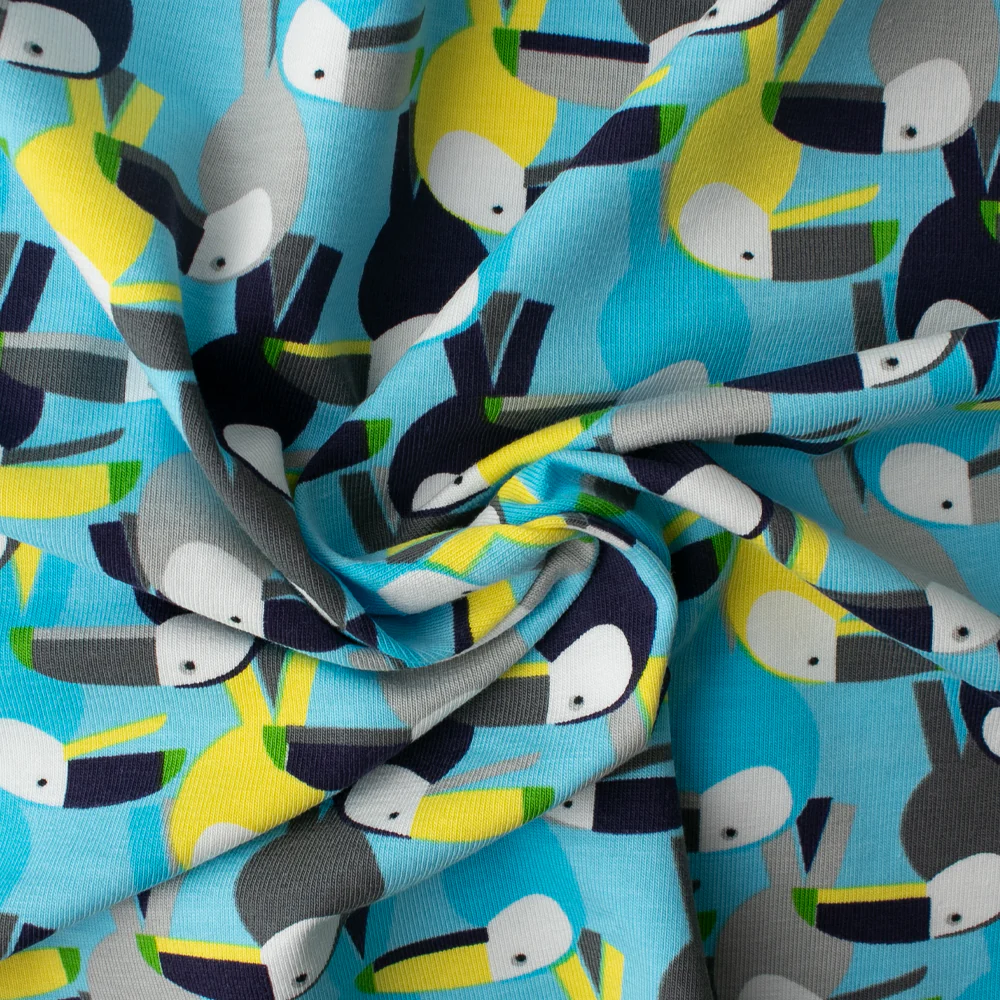 Cotton Lycra Knit Print - IMA-GINE F21 - Toucan - Blue - Image 2