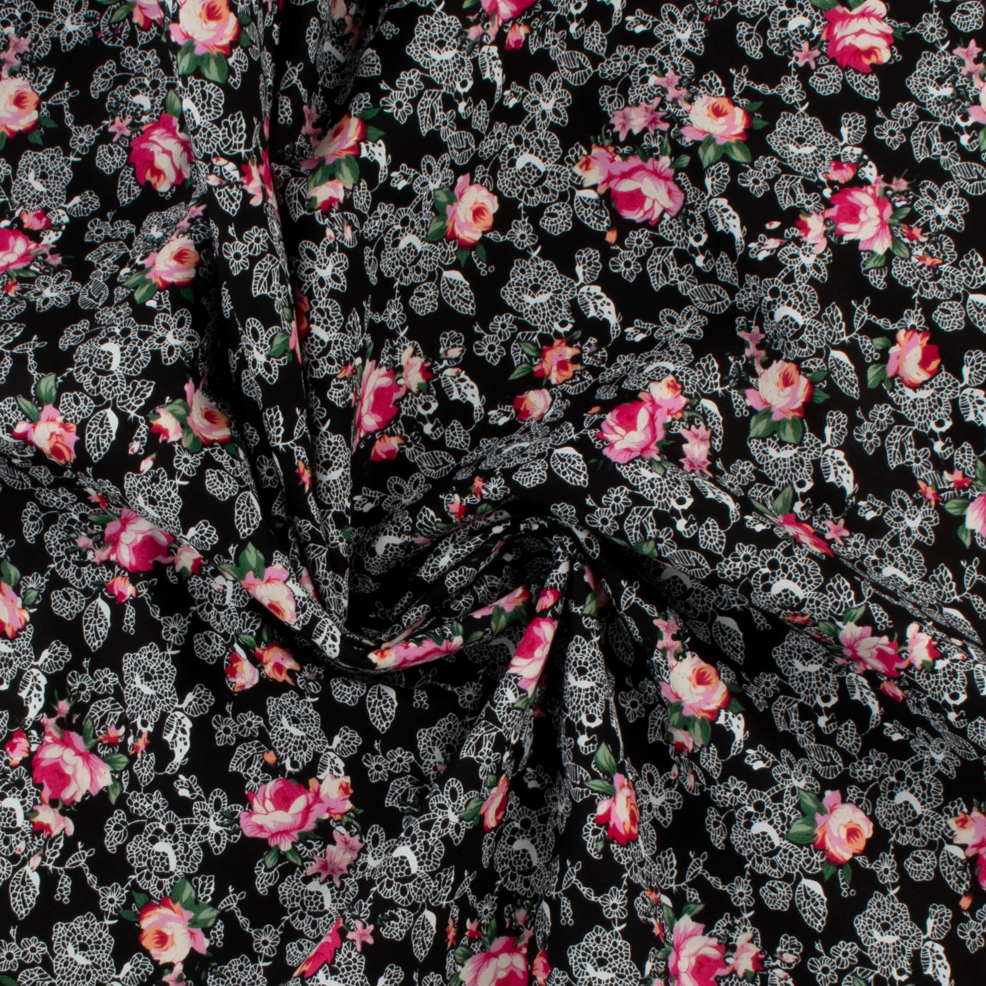 Cotton Poplin Print - WINNIE - 001 - Black - Image 2