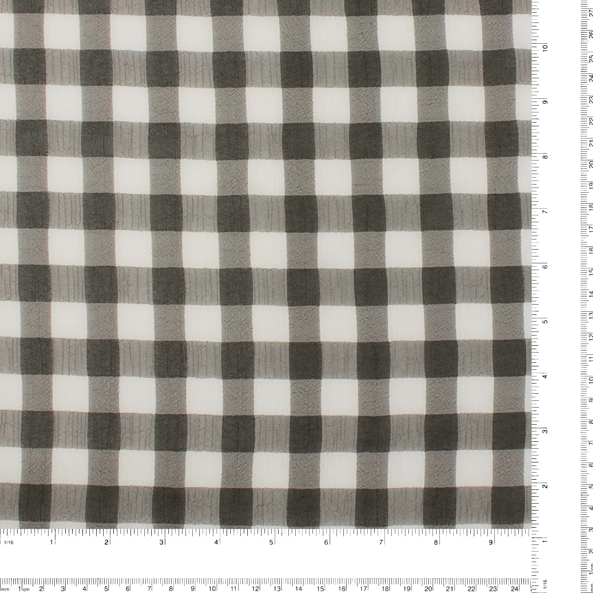 Crepe Chiffon - DAISY - Big Checks - Black - Image 3