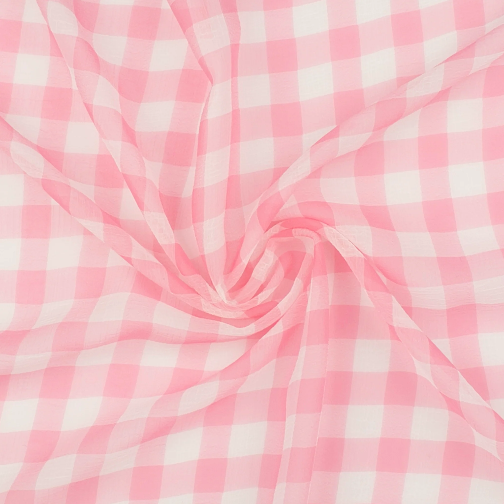 Crepe Chiffon - DAISY - Big Checks - Pink - Image 2