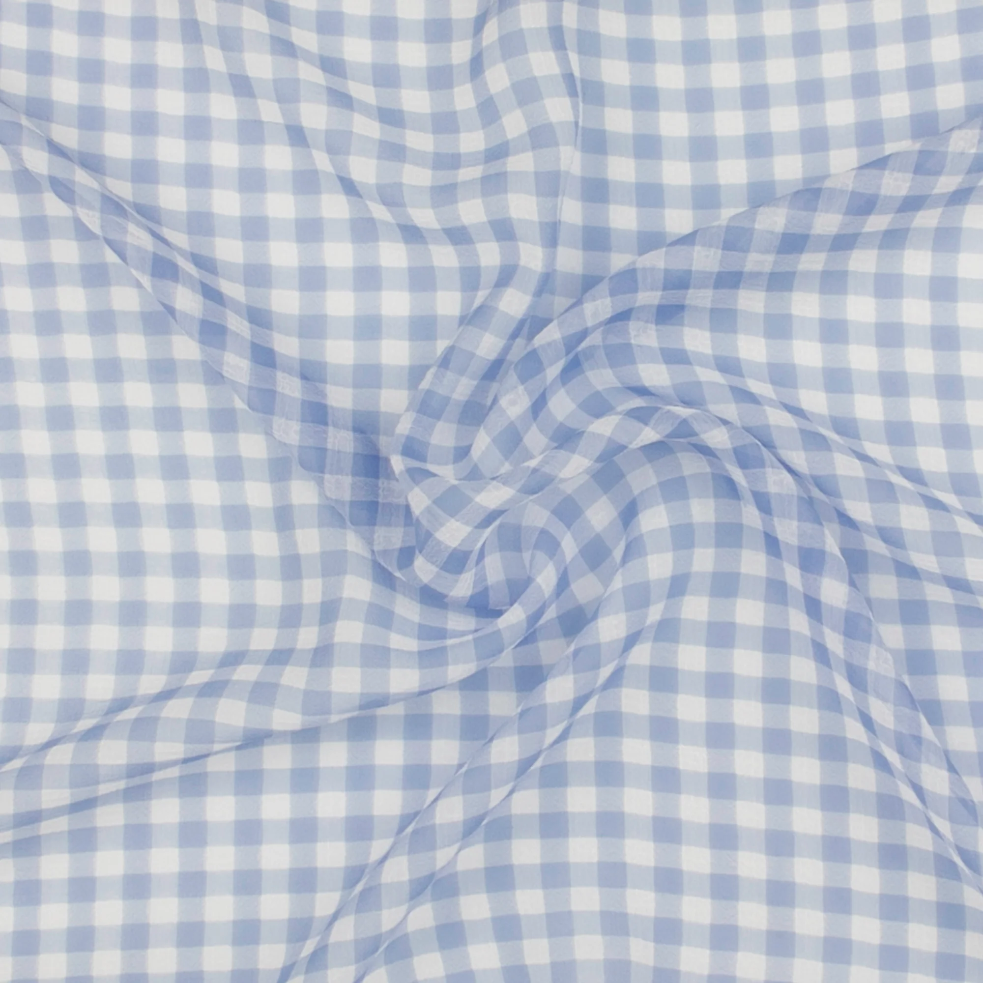 Crepe Chiffon - DAISY - Medium Checks - Blue - Image 2