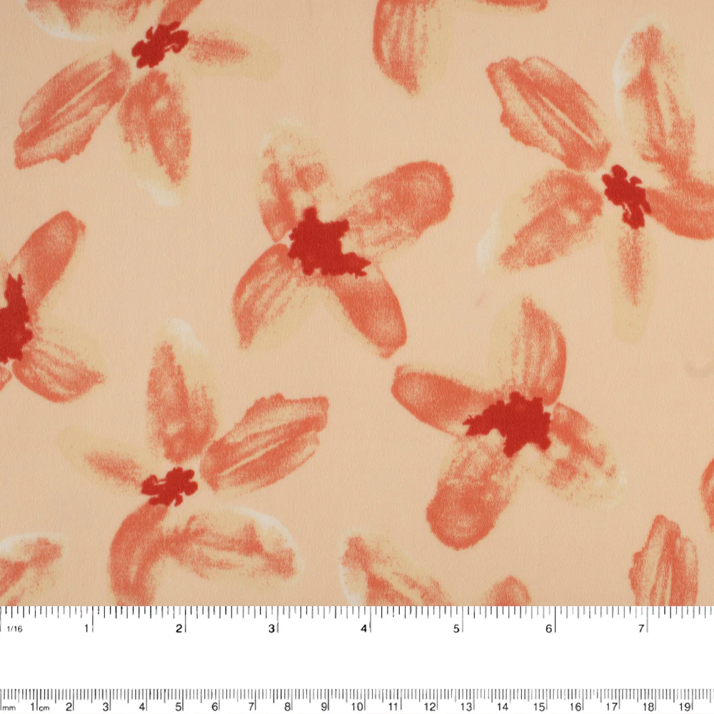 Crepe Print - DELPHINE - Daisy - Peach - Image 3