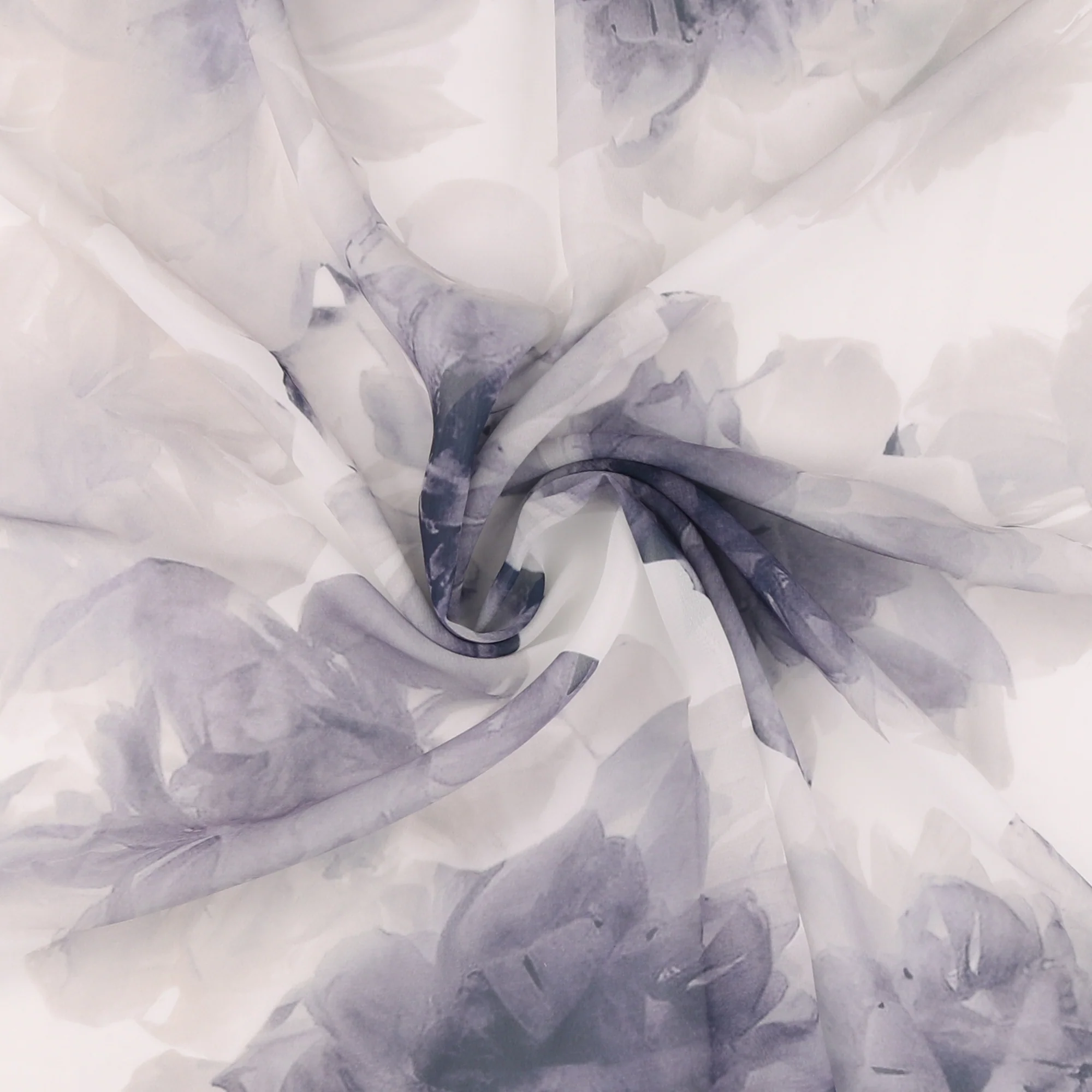 Digital Printed Chiffon - GARDENIA - 001 - Light Grey - Image 2