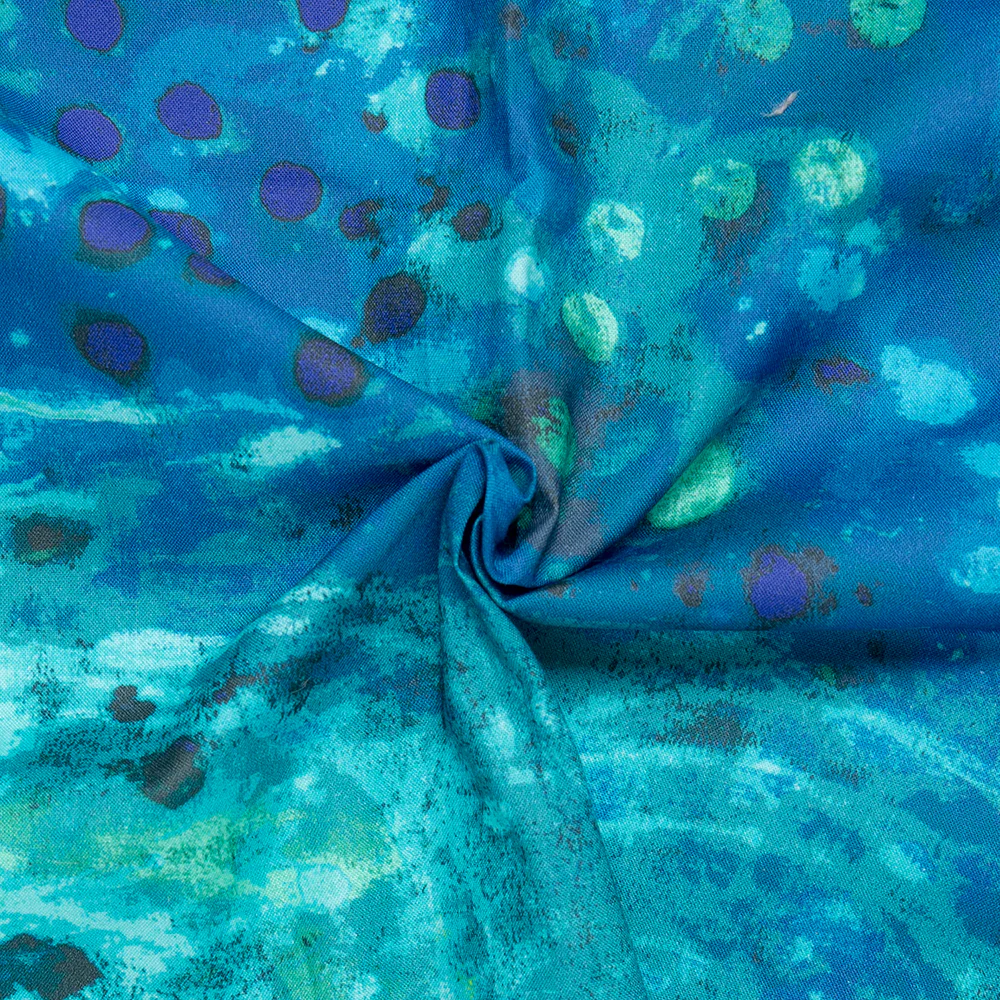 Digital Printed Cotton - SPOTTED GRAFFITI - Splash - Blue - Image 2