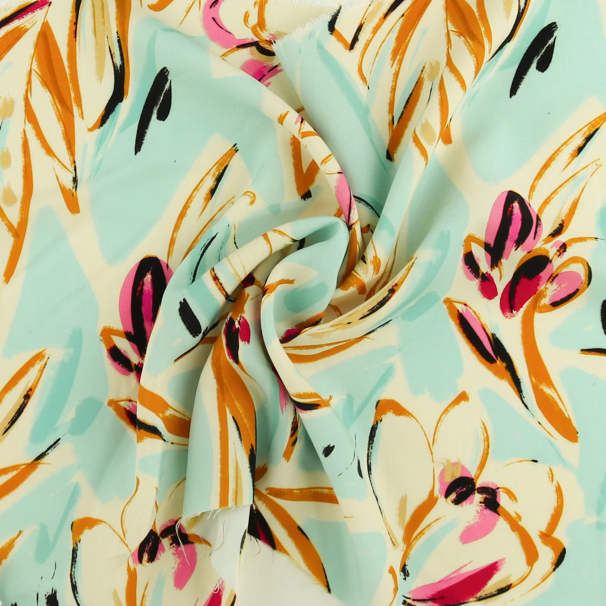 Digital Printed Rayon Poplin - DAPHNE - 001 - Beige - Image 2