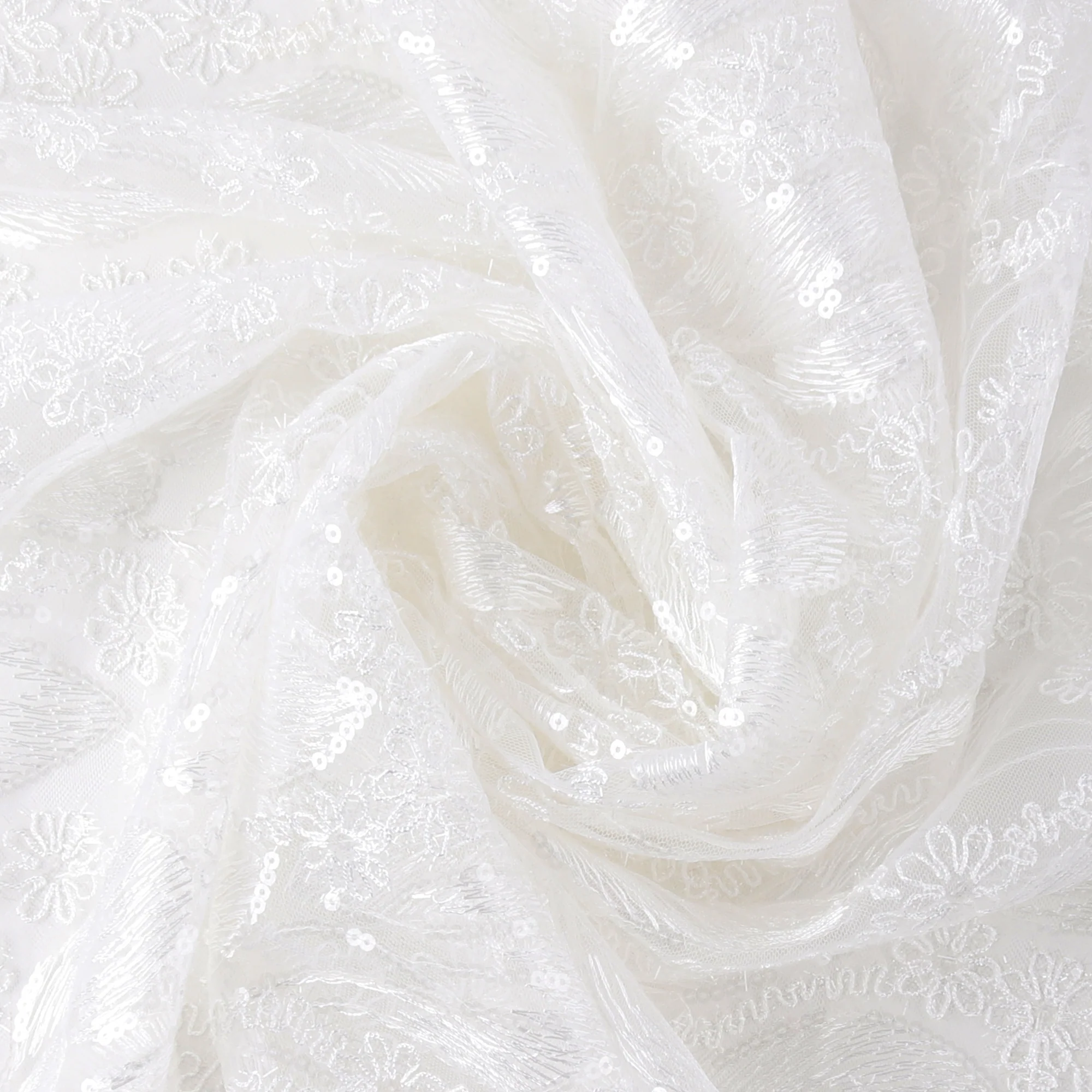 Embroidered Fancy Lace With Sequins - SOCIALITE - 002 - White - Image 2
