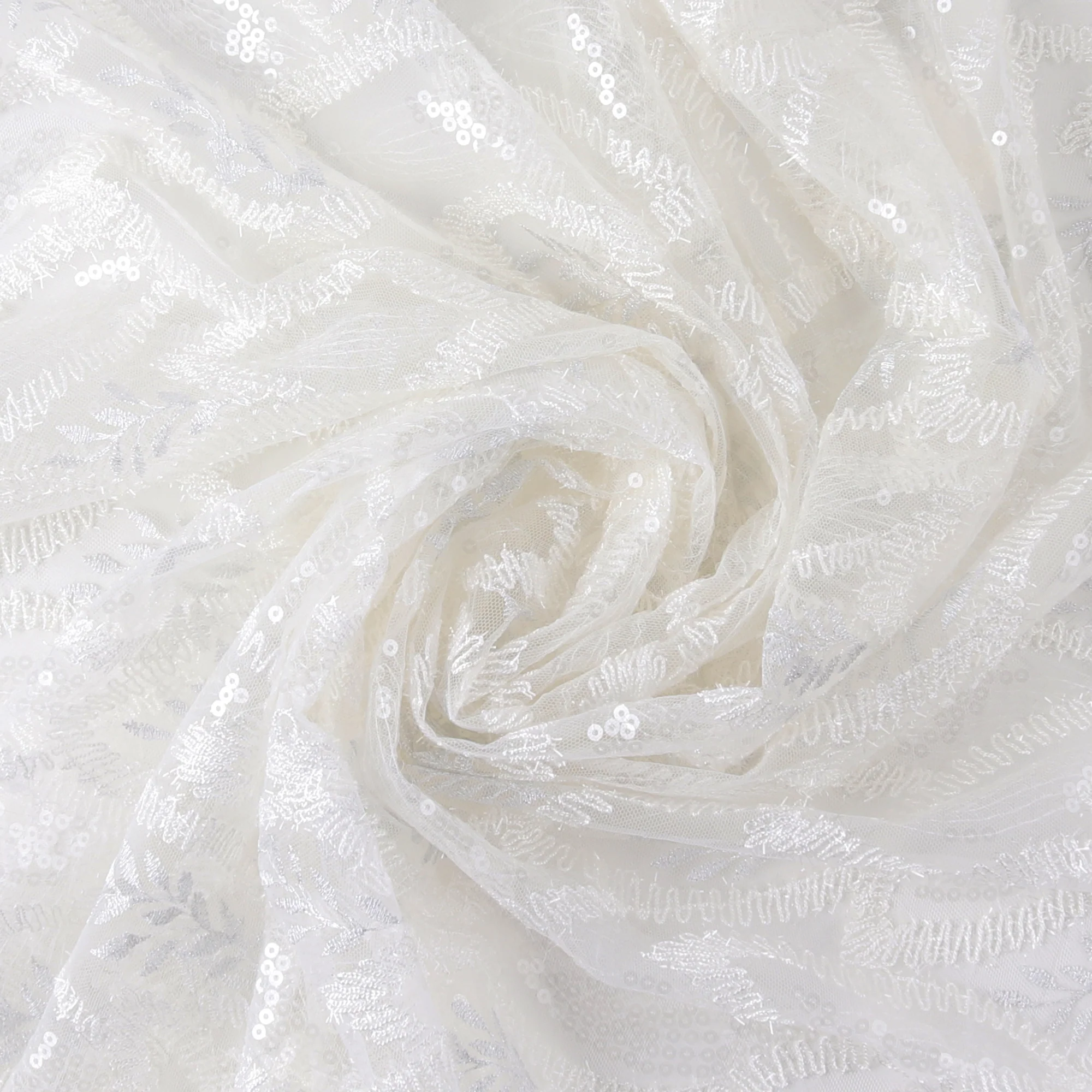 Embroidered Fancy Lace With Sequins - SOCIALITE - 003 - White - Image 2