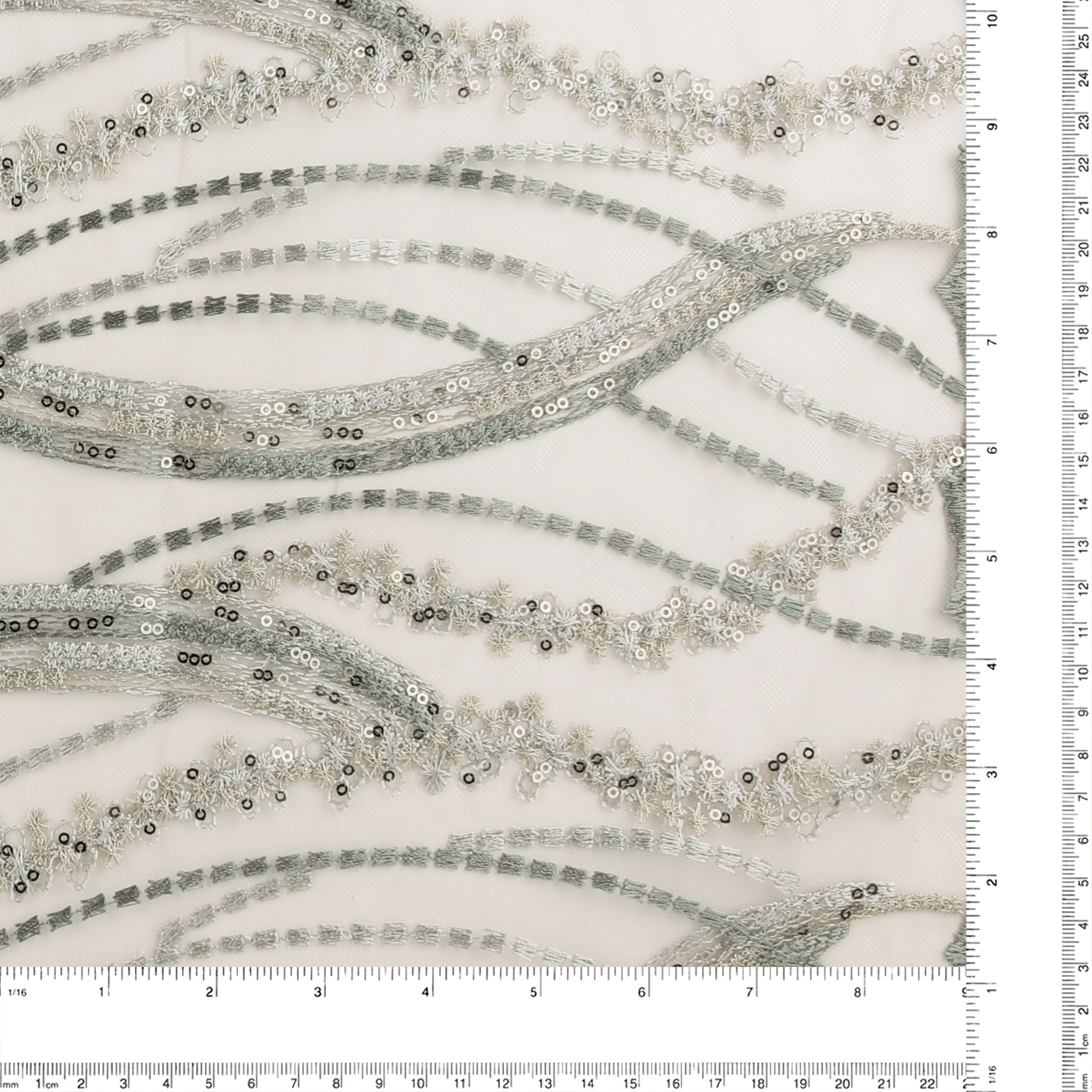 Embroidered Mesh With Sequins - BRIGITTE - 007 - Silver - Image 3