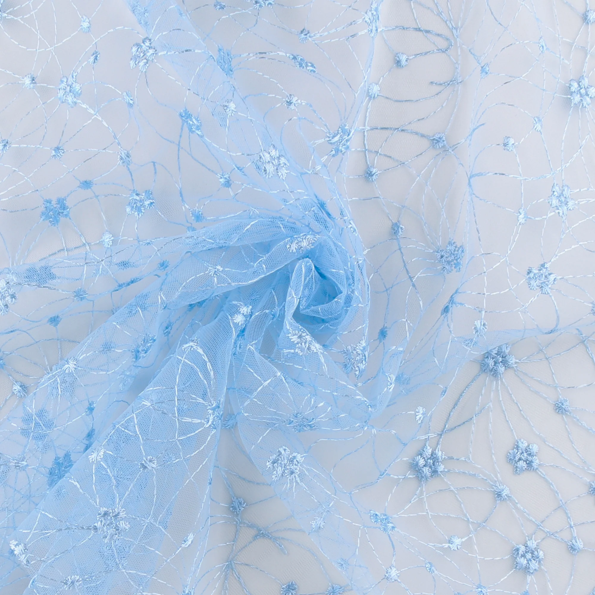 Embroidered Mesh With Sequins - BRIGITTE - 020 - Light Blue - Image 2