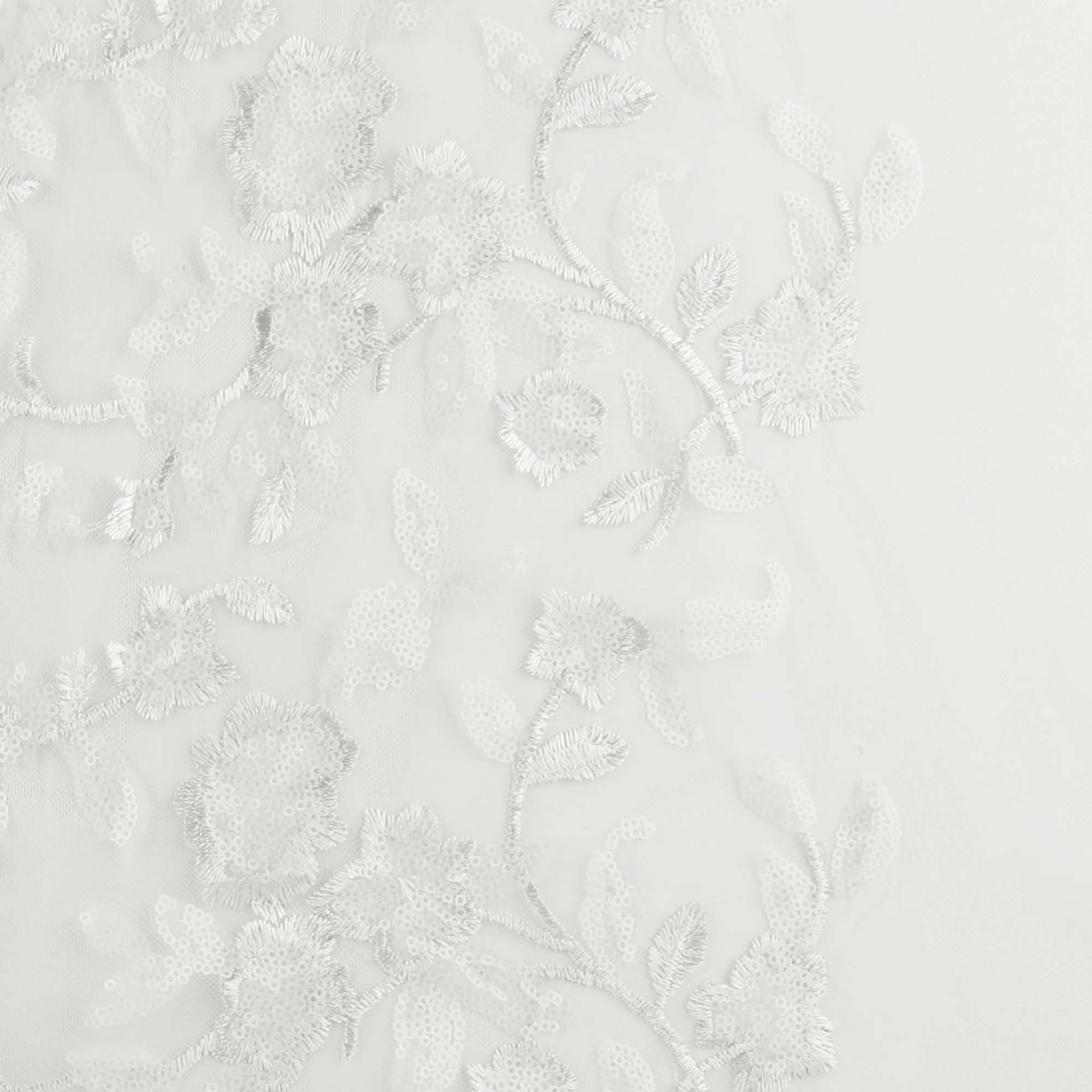 Embroidered Mesh With Sequins - BRIGITTE - 023 - White