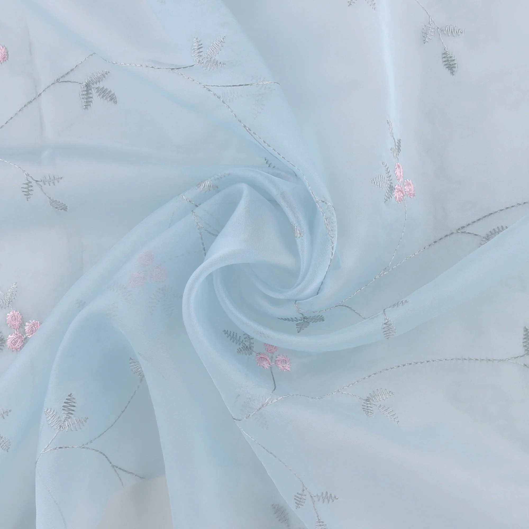 Embroidered Organza - CHARLOTTE - 012 - Aqua - Image 2