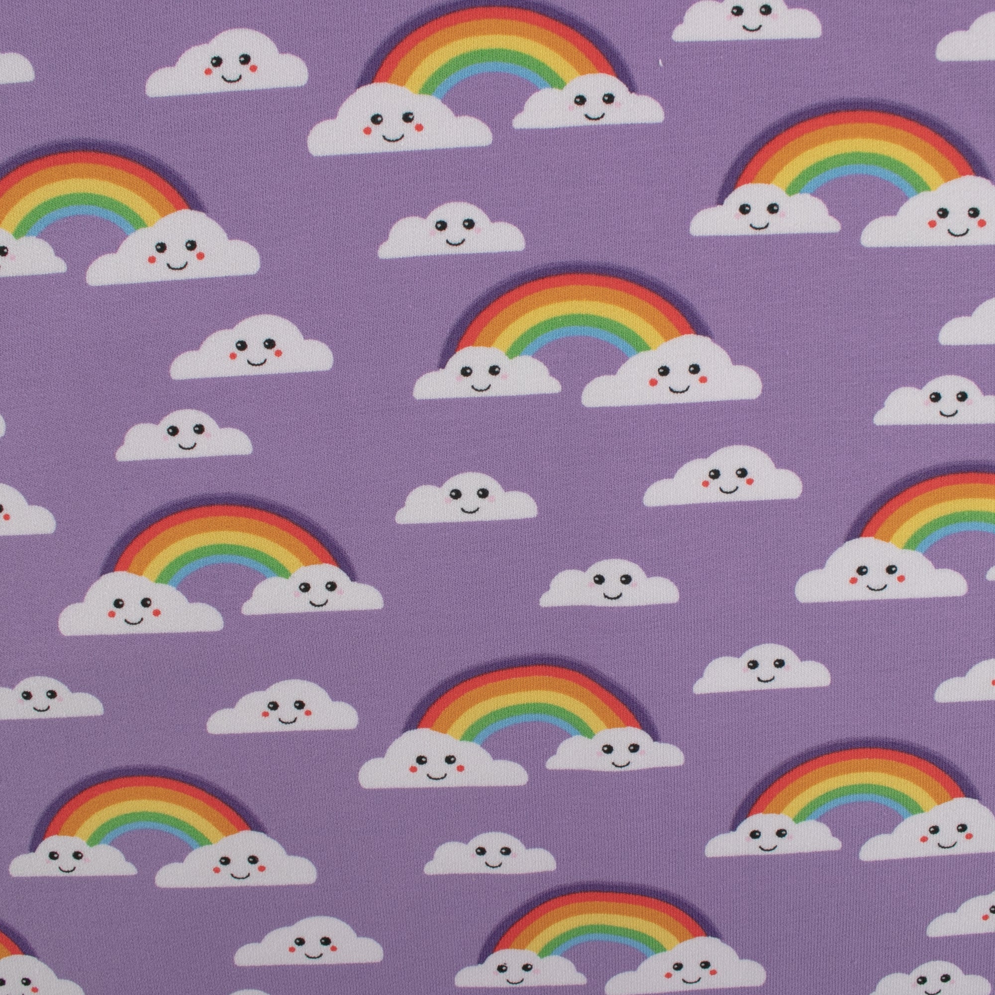 EUROPEAN - Cotton French Terry Print - Rainbow - Purple