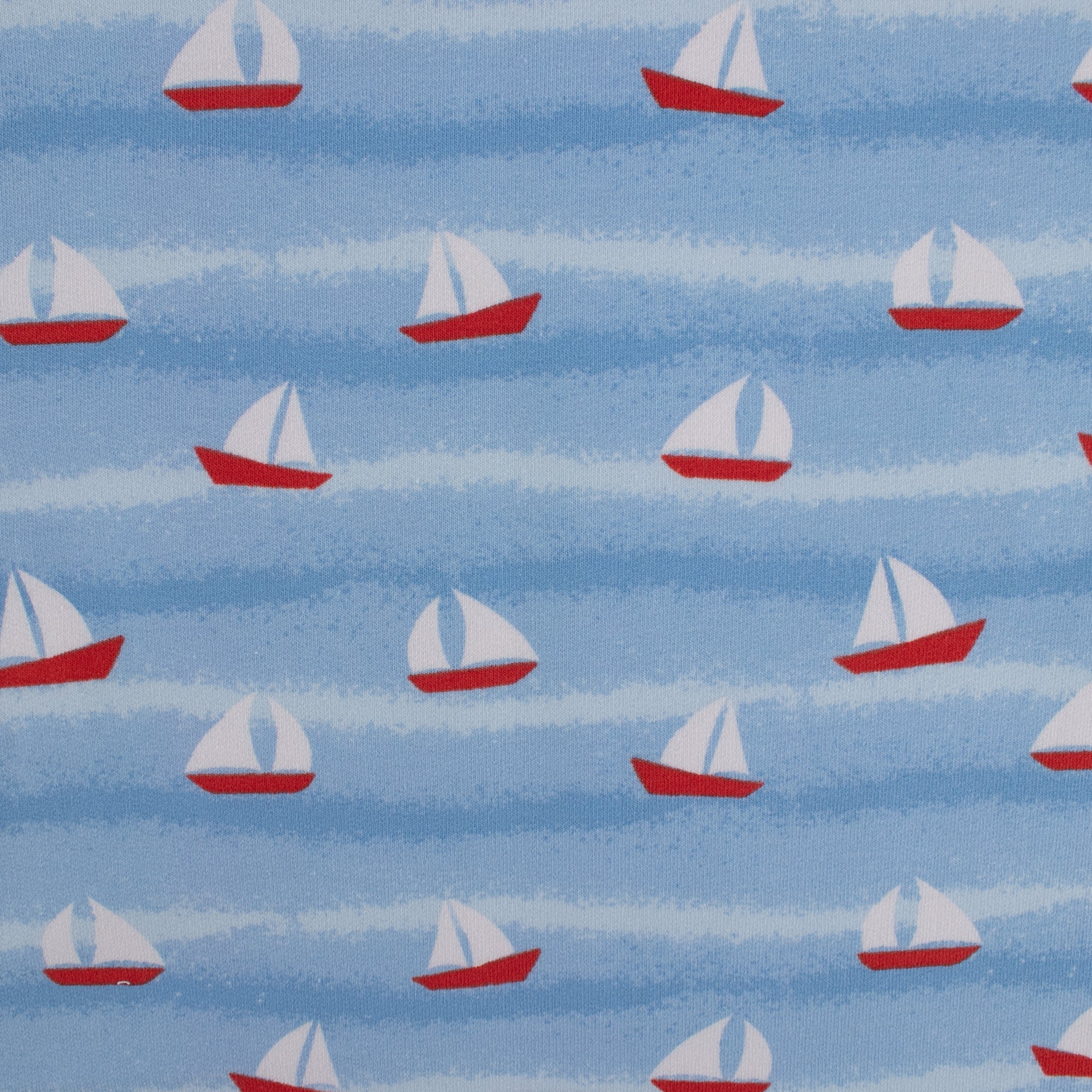 EUROPEAN - Cotton French Terry Print - Sailboat - Blue