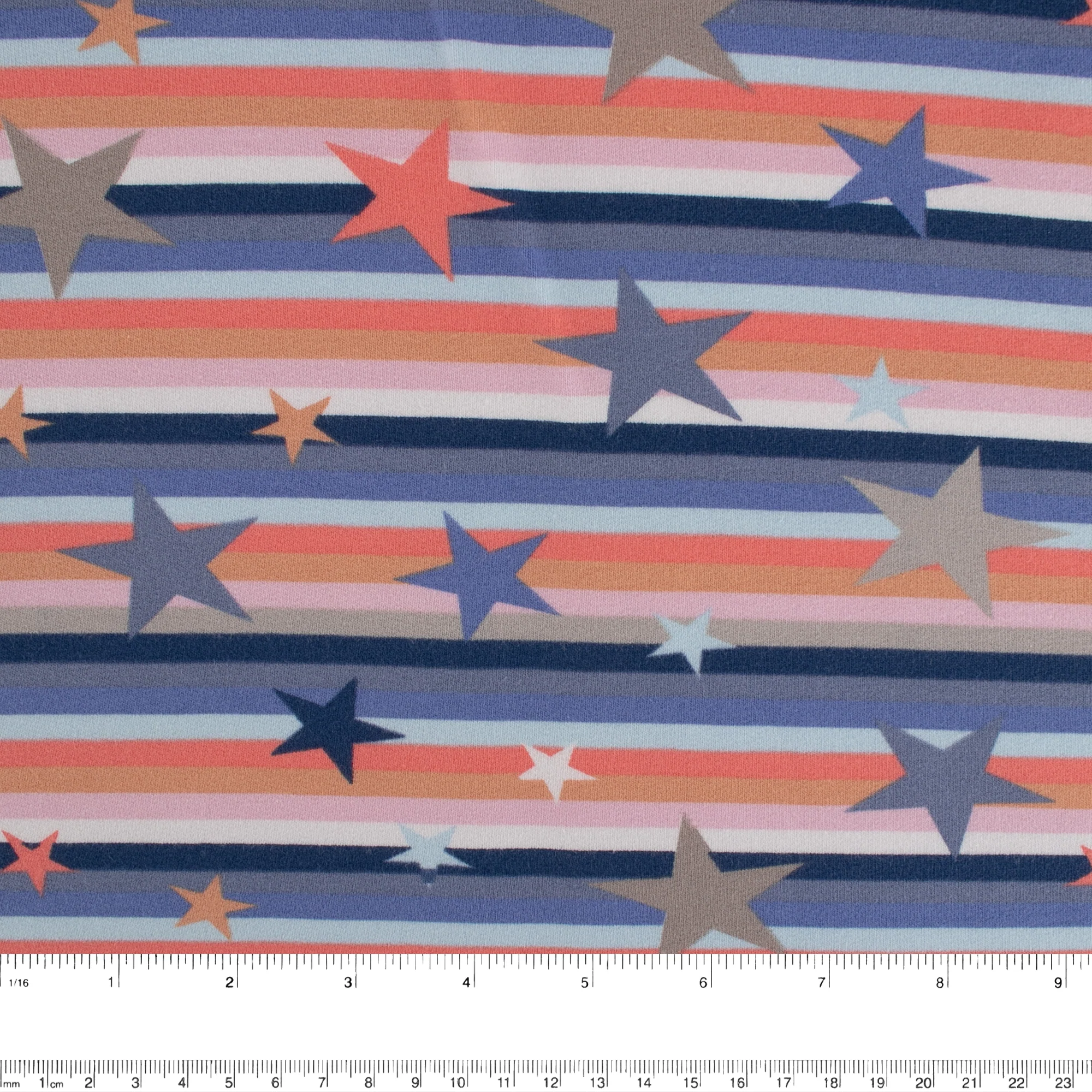 EUROPEAN - Cotton French Terry Print  - Stars - Orange - Image 3