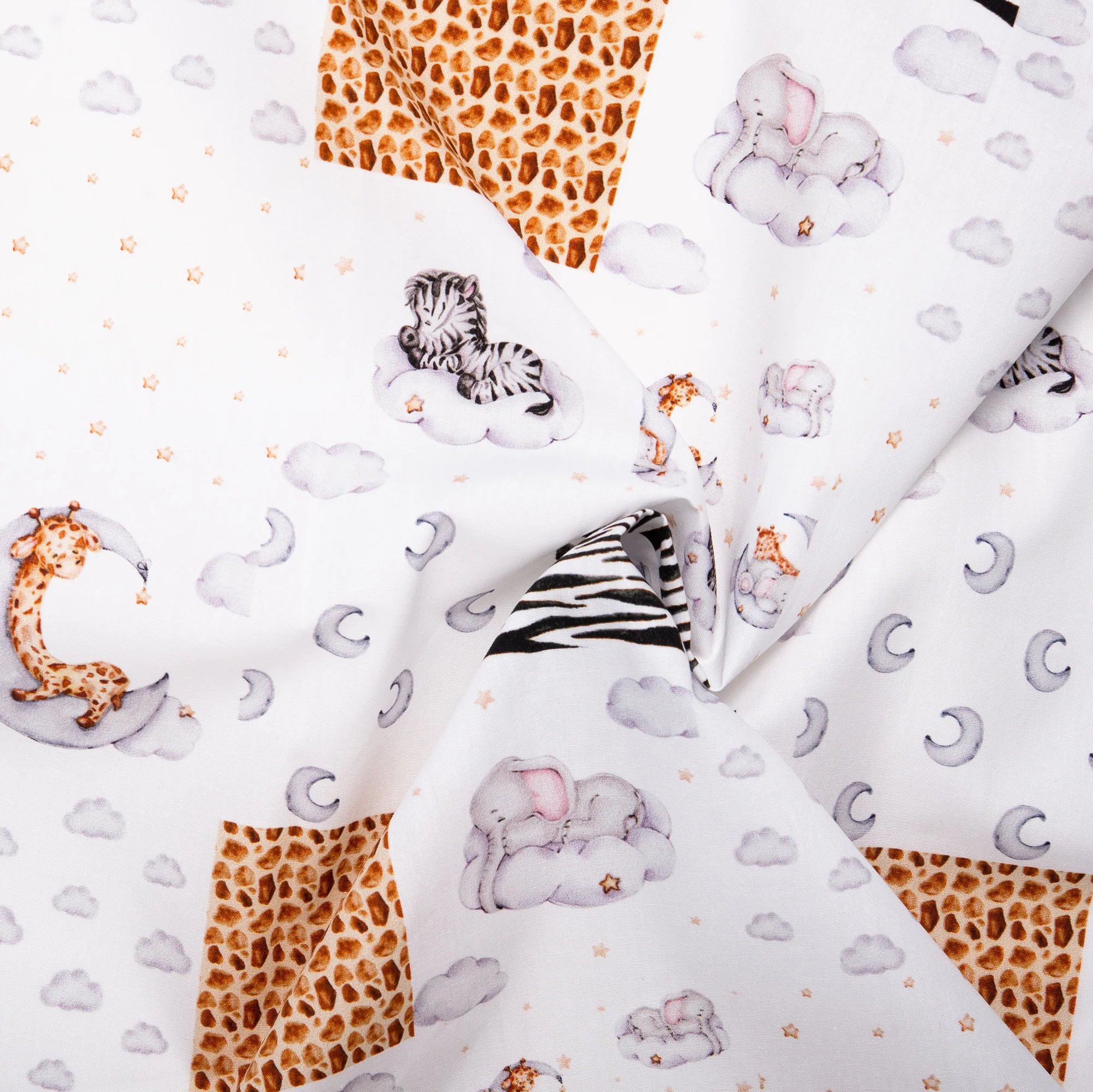 EUROPEAN Digital printed poplin - Patchwork zebra - White - Image 2