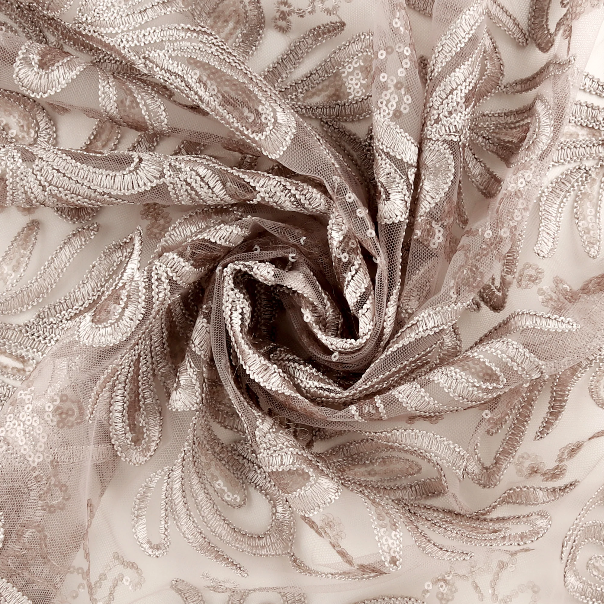 FANCY Embroidered Mesh - 006 - Light Taupe - Image 2