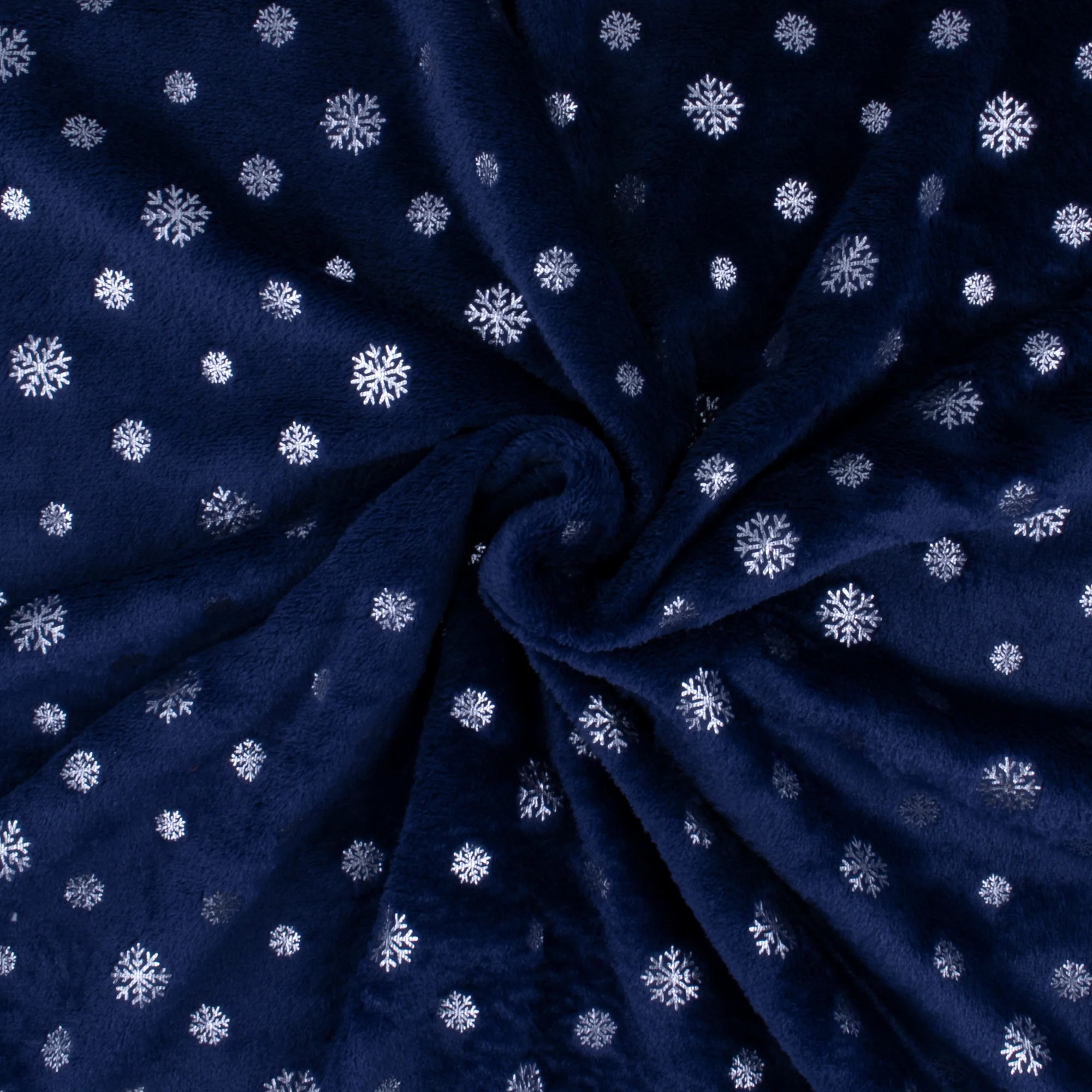 Foil Printed Chenille - SNOWFLAKE - 001 - Navy - Image 2