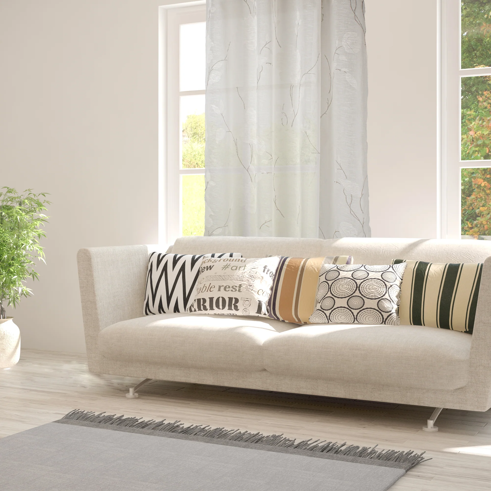 Grommet curtain panel - Dela - White - 52 x 84'' - Image 2