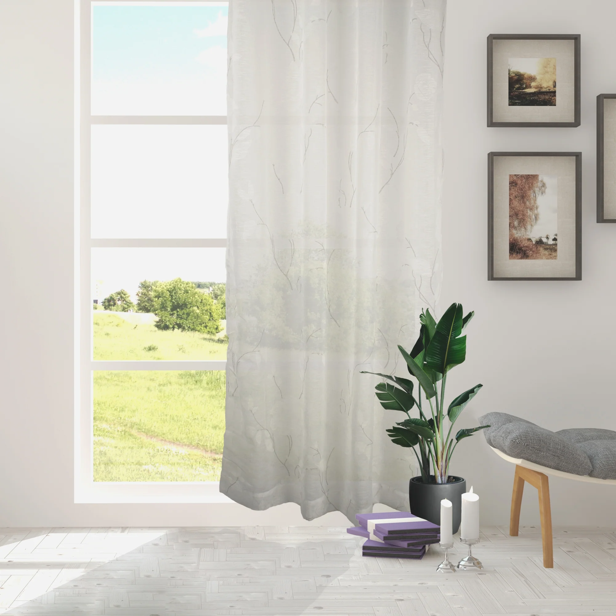 Grommet curtain panel - Dela - White - 52 x 84'' - Image 4