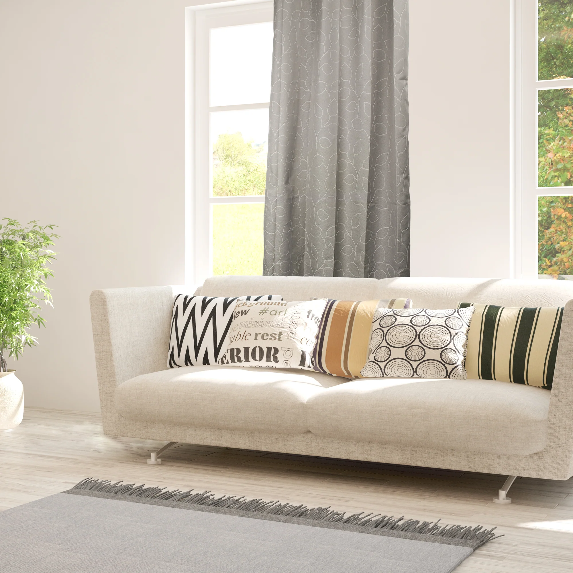 Grommets curtain panel - Aurelia - Grey - Image 3