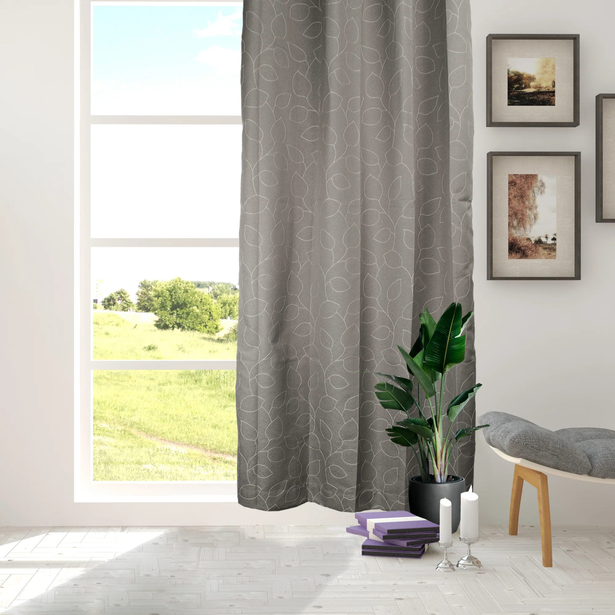 Grommets curtain panel - Aurelia - Grey - Image 5