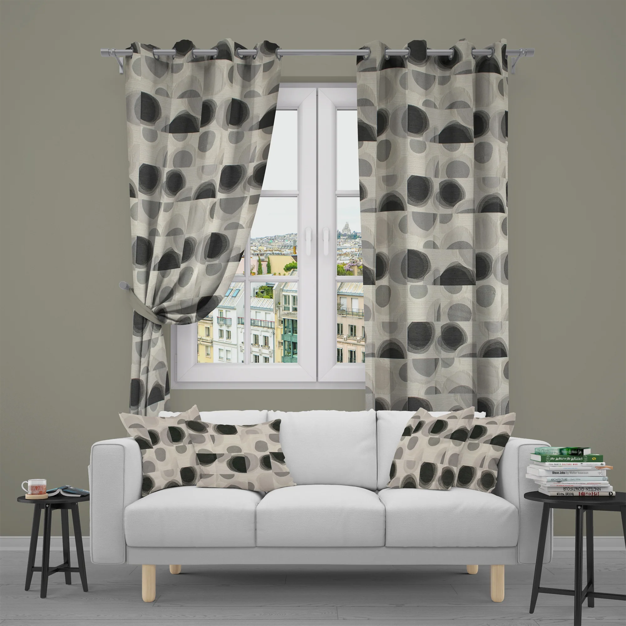 Grommets curtain panel - Halo - Black - 52 x 96'' - Image 5