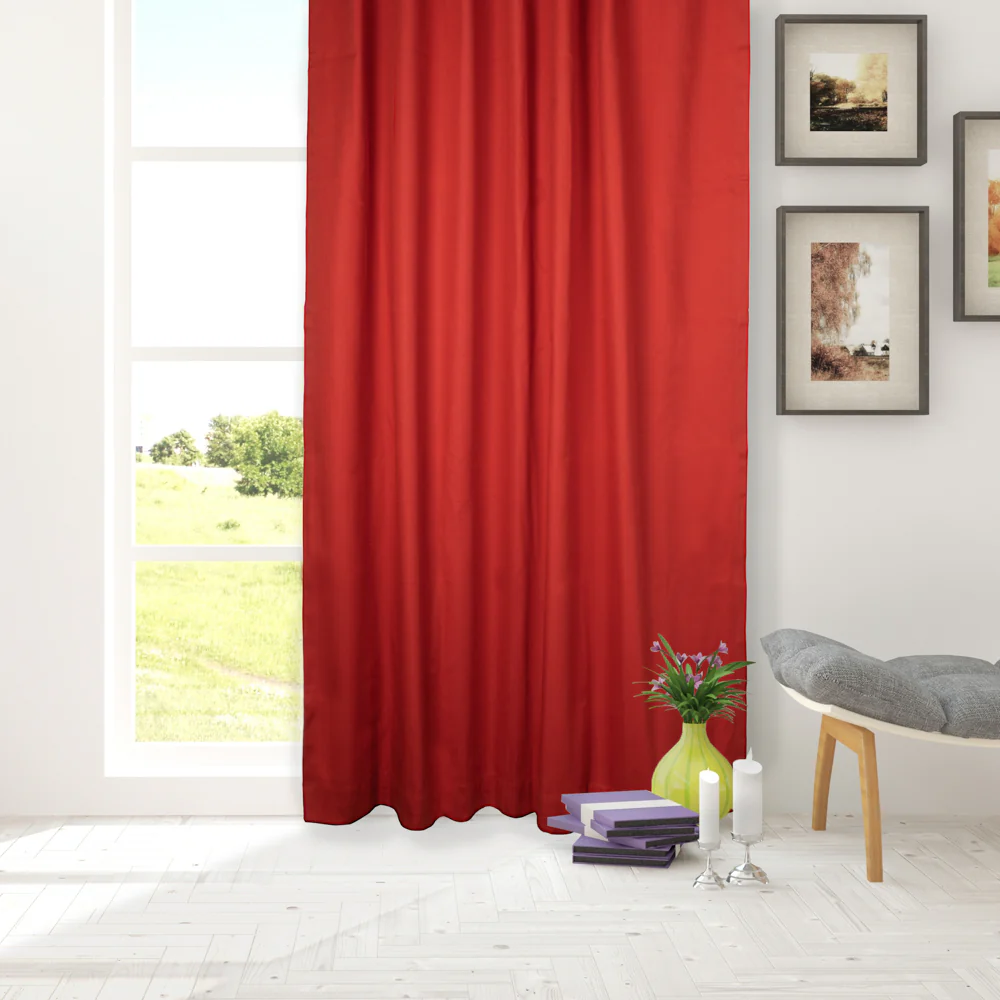 Hidden Tabs curtain panel - Lyons - Red - Image 2