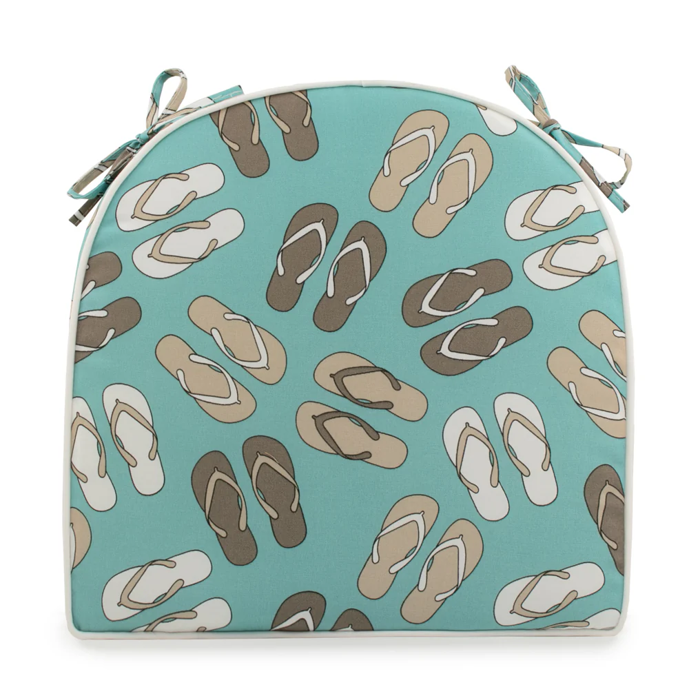 Indoor/Outdoor chair pad cushion - Flip Flop - Aqua - 18 x 18 x 1.5''