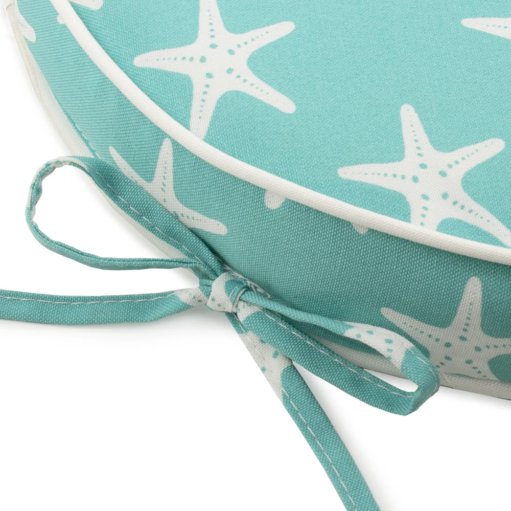 Indoor/Outdoor chair pad cushion - Starfish - Aqua - 18 x 18 x 1.5'' - Image 2