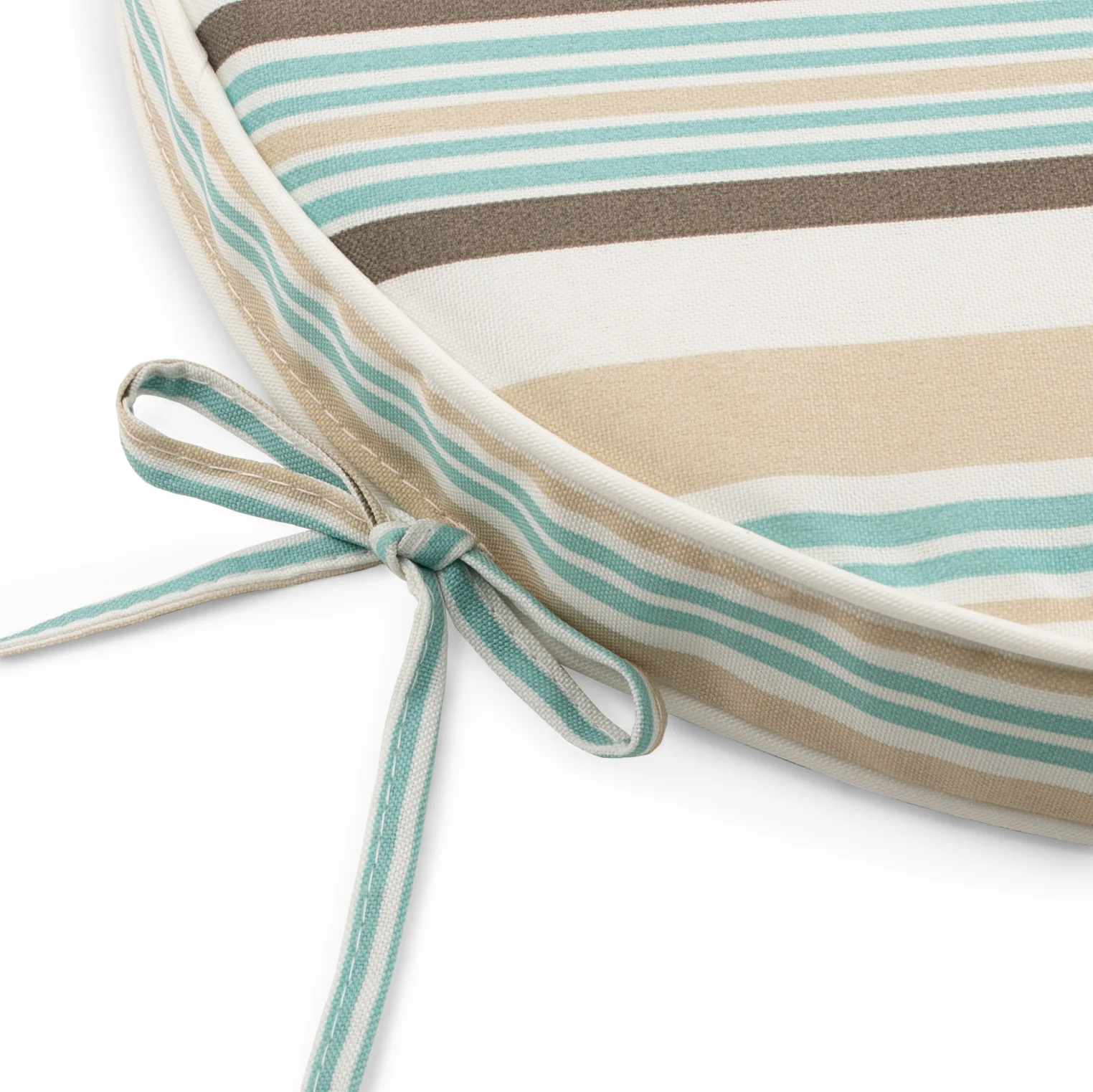 Indoor/Outdoor chair pad cushion - Stripe - Aqua - 18 x 18 x 1.5'' - Image 2