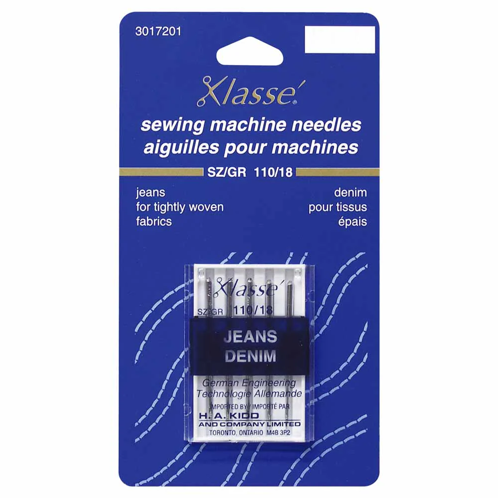 KLASSE´ Jean Needles Carded - Size 110/18 - 5 count